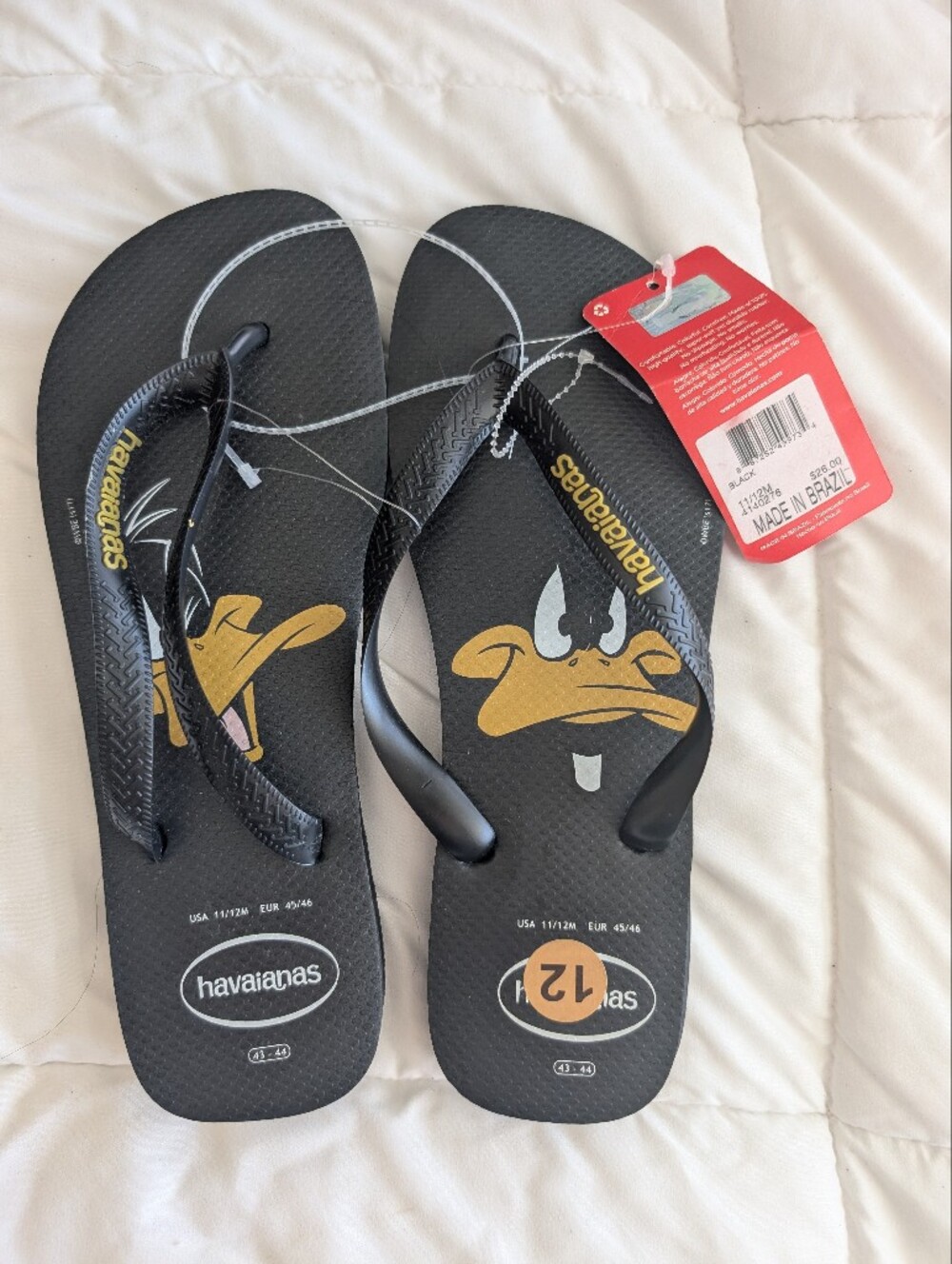 Havaianas Men’s Black Flip Flops with Gold Graphic